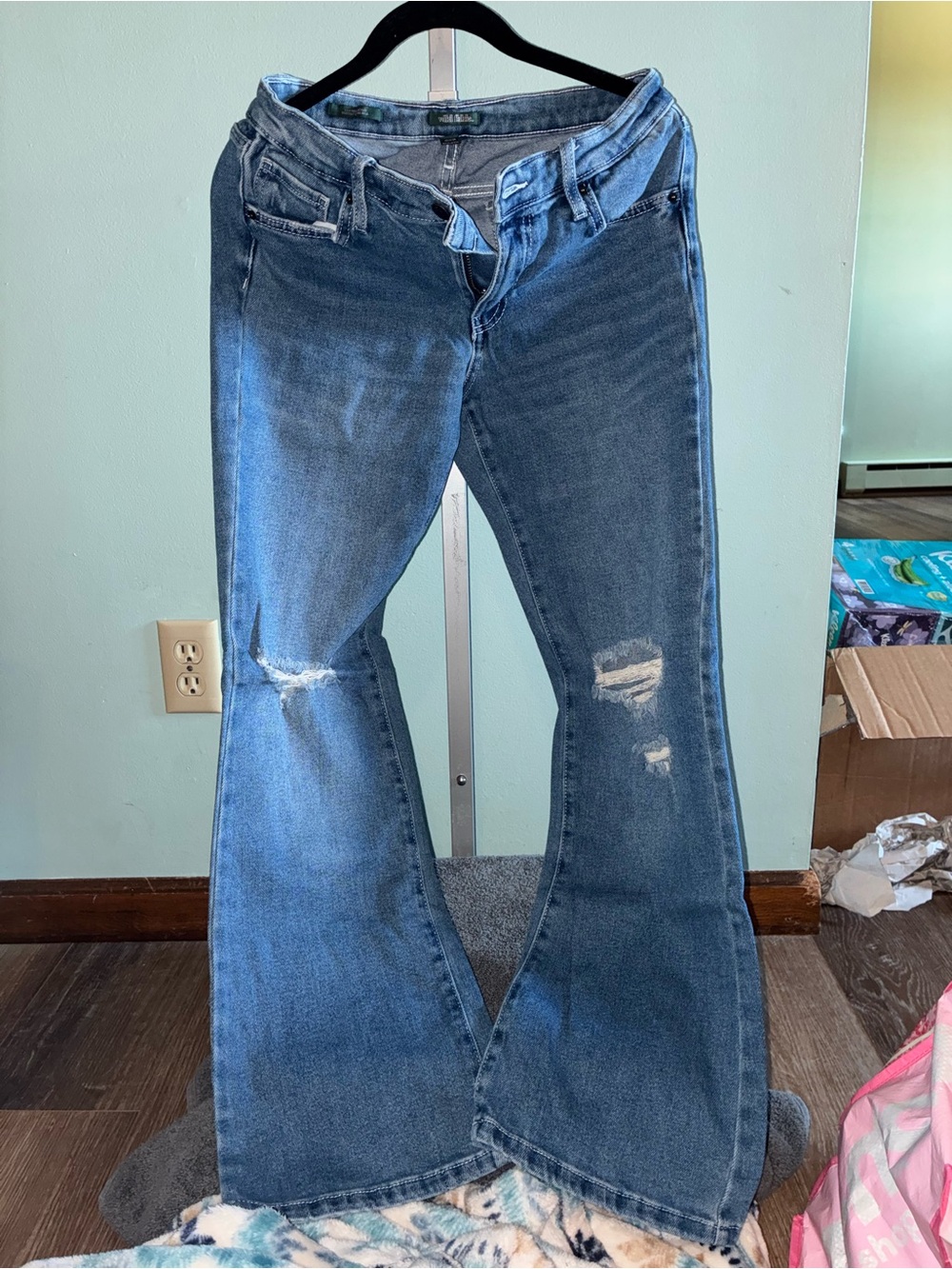 wild fable Distressed Medium Blue Flare Jeans